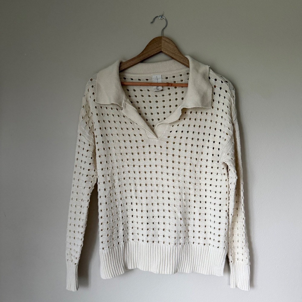 Joie Collared Boho Cotton Sweater Polo Size Small